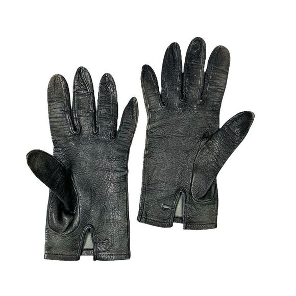 Vintage Women’s Leather Black Driving Gloves Extra Small Petite - Picture 2 of 3